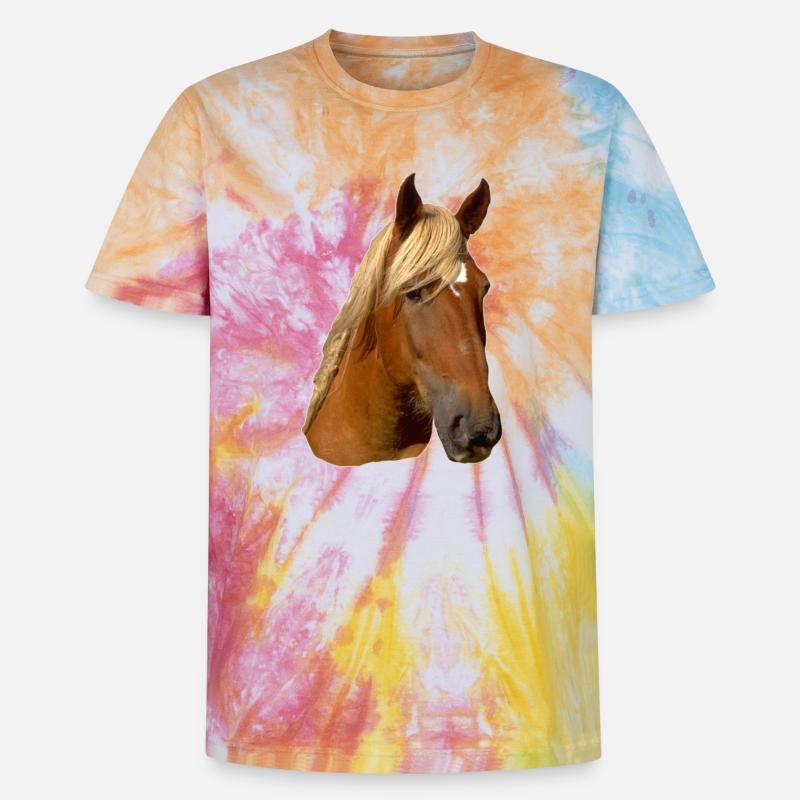 Pferd frontal - Unisex Premium Tie Dye T-Shirt - Regenbogen-Spirale
