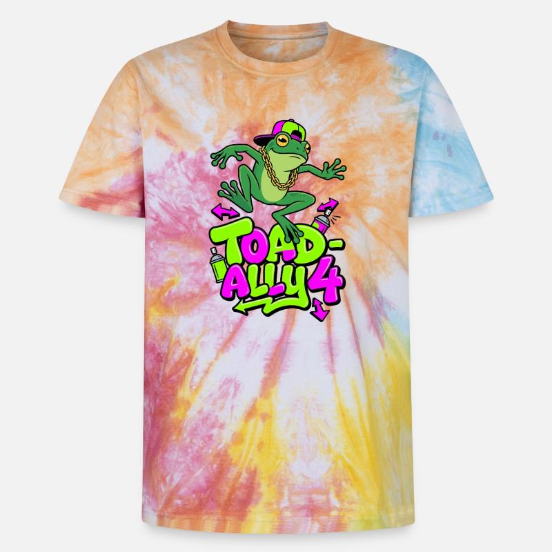 Toad-Ally 4 Cool Toad - Unisex Premium Tie-Dye T-Shirt - Rainbow Spiral