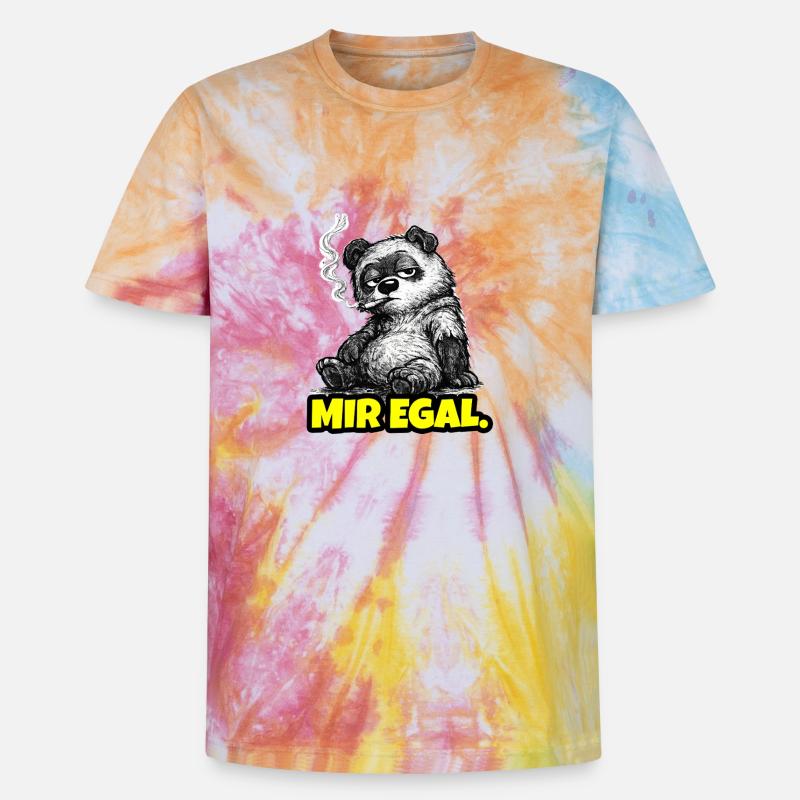 Mir egal. – Grumpy Bär (Sarkasmus Sketch) - Unisex Premium Tie Dye T-Shirt - Regenbogen-Spirale
