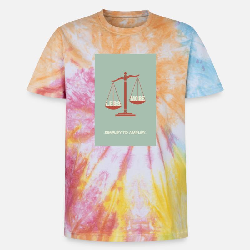 Moins, c’est plus - Conception d’affiche d’équilibre - T-shirt tie-dye premium unisexe - arc-en-ciel spirale