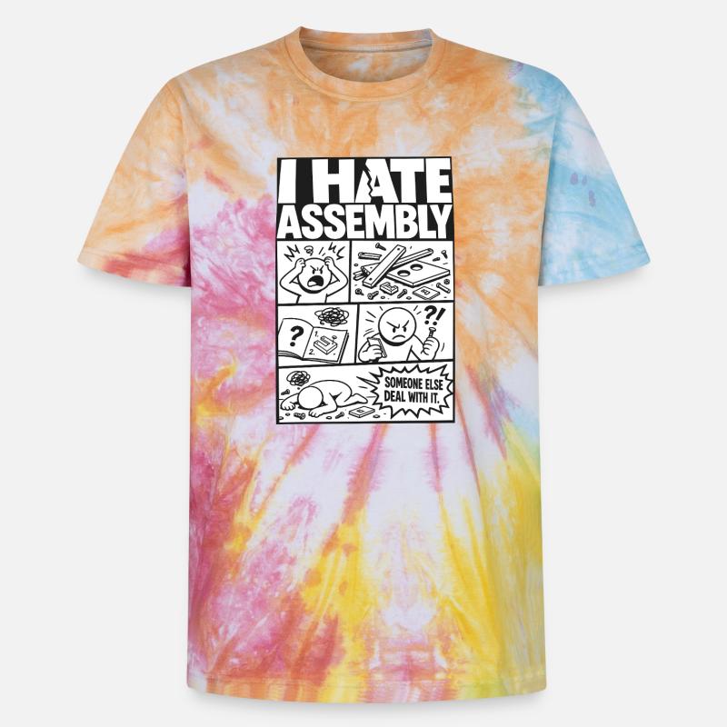 I Hate Assembly Instructions - Unisex Premium Tie-Dye T-Shirt - Rainbow Spiral