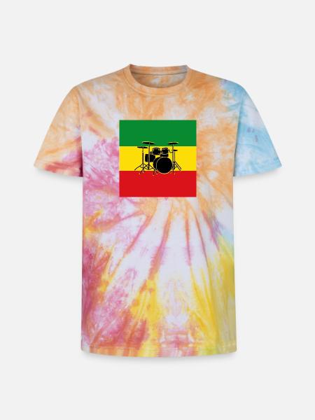 Reggae Drums - Unisex Premium Tie-Dye T-Shirt - Rainbow Spiral