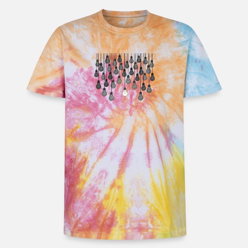 Graues Glühbirnen-Array mit einzigartiger Helligkeit - Unisex Premium Tie Dye T-Shirt - Regenbogen-Spirale