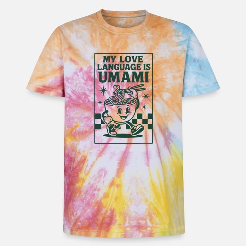 Umami, c’est l’amour | Nouilles ramen - T-shirt tie-dye premium unisexe - arc-en-ciel spirale