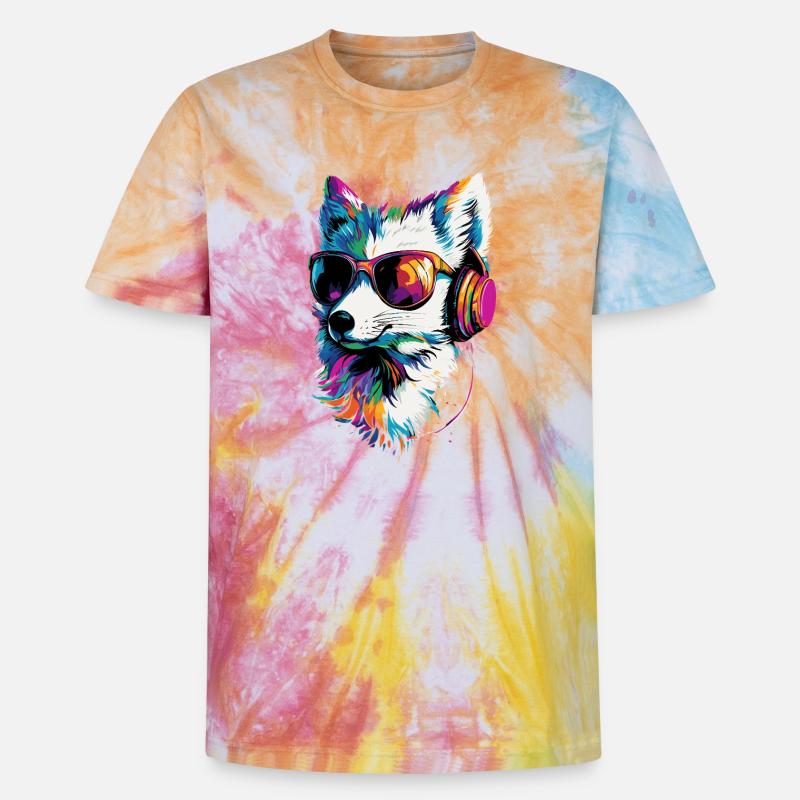 Polarfuchs Schneefuchs Eisfuchs Süßer Weißer Fuchs - Unisex Premium Tie Dye T-Shirt - Regenbogen-Spirale