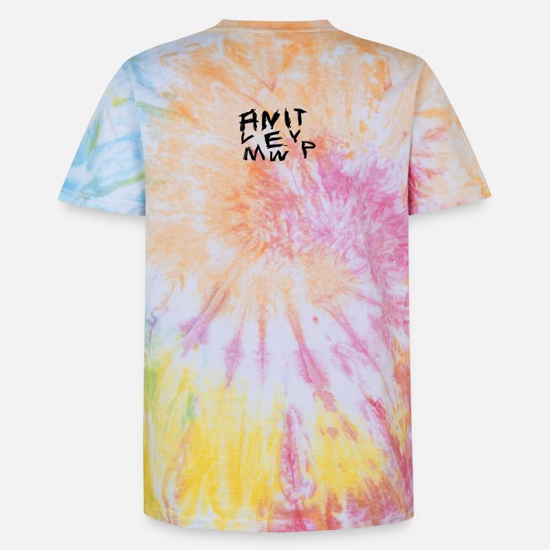 Graffiti Handwriting Chaos Pattern - Unisex Premium Tie-Dye T-Shirt - Rainbow Spiral