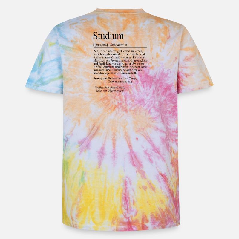 Unispruch "Studium" Student Geschenk, Studenten - Unisex Premium Tie Dye T-Shirt - Regenbogen-Spirale