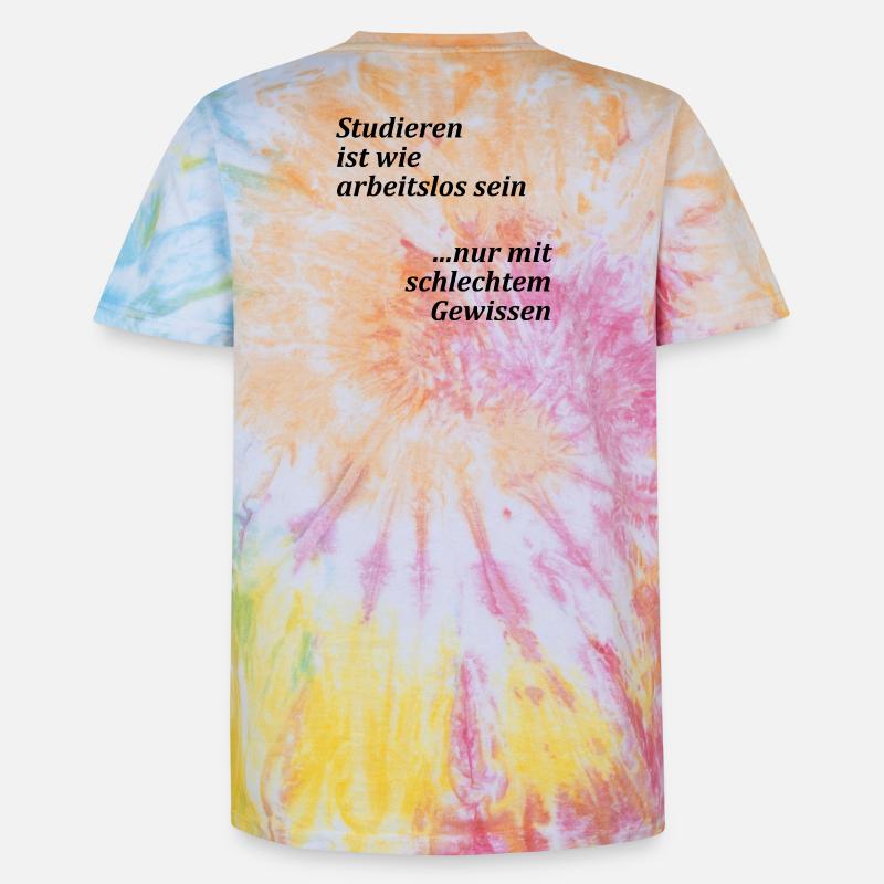 Unispruch "Studieren = arbeitslos" Studenten - Unisex Premium Tie Dye T-Shirt - Regenbogen-Spirale