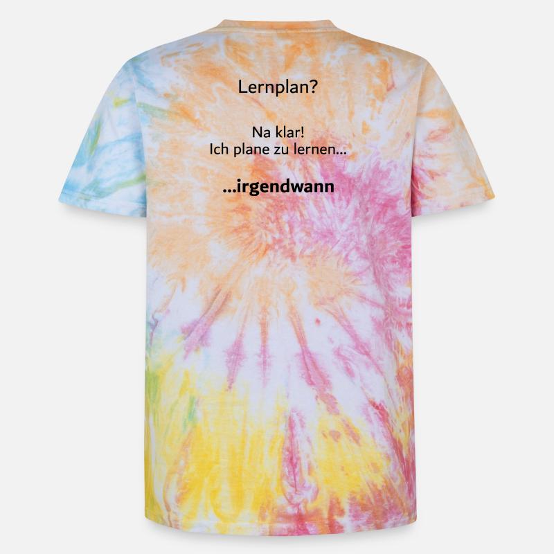 Unispruch "Lernplan?" Student Geschenk, Studenten - Unisex Premium Tie Dye T-Shirt - Regenbogen-Spirale