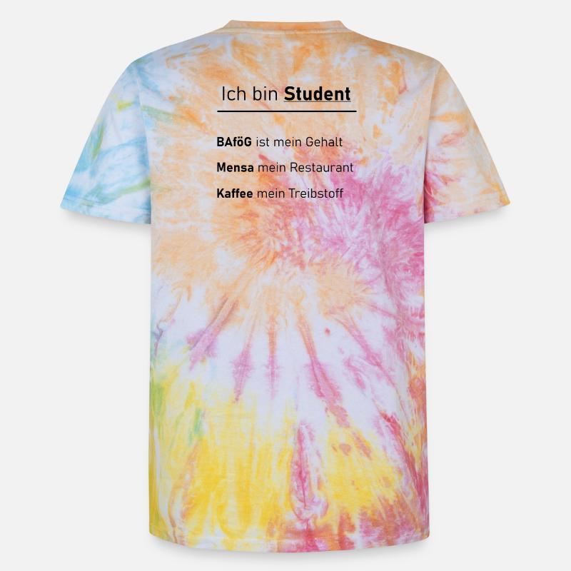Unispruch "Ich bin Student" Geschenk, Studenten - Unisex Premium Tie Dye T-Shirt - Regenbogen-Spirale