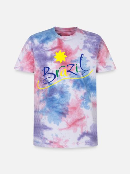 brasilien - Unisex Premium Tie Dye T-Shirt - Pink/Lila/Blau
