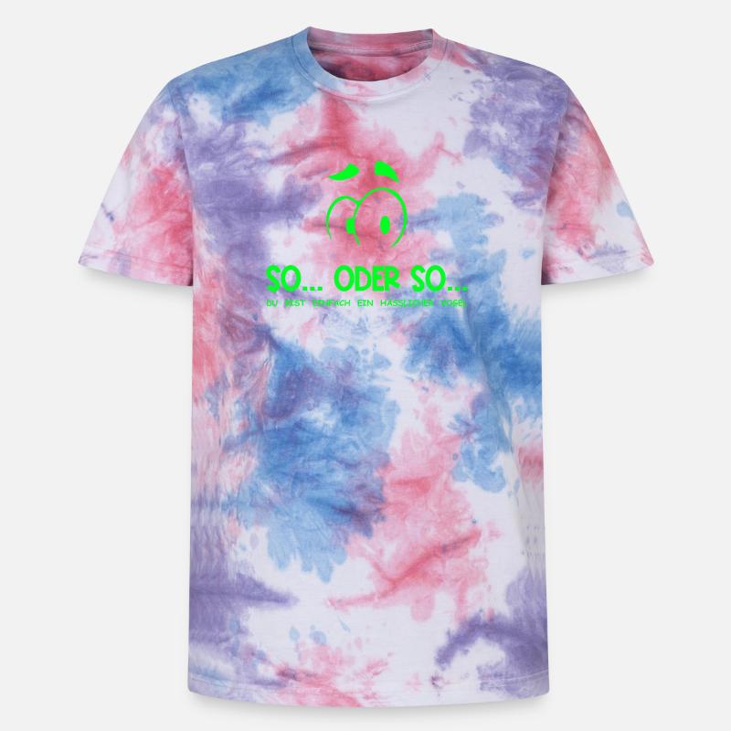 So...Oder So: Hässlicher Vogel - Neongrün - Unisex Premium Tie Dye T-Shirt - Pink/Lila/Blau