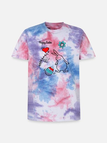Happy Easter - Unisex Premium Tie Dye T-Shirt - Pink/Lila/Blau
