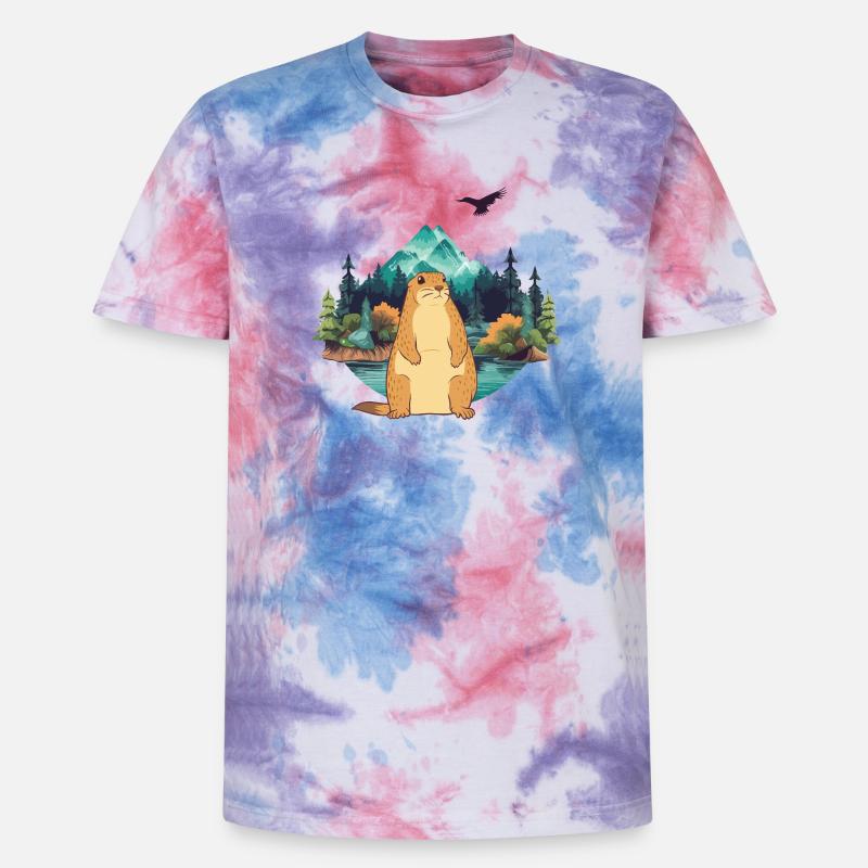 Marmotte - T-shirt tie-dye premium unisexe - rose/violet/bleu