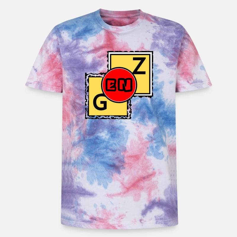 GEN Z Blocks - Unisex Premium Tie-Dye T-Shirt - Pink/Purple/Blue