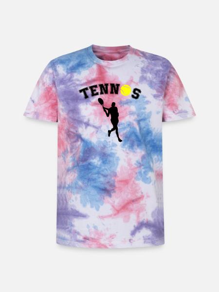 Tennis Ball Night Silhouette - Unisex Premium Tie-Dye T-Shirt - Pink/Purple/Blue