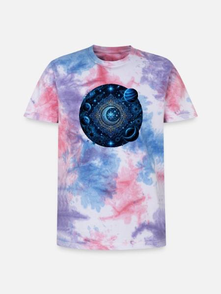 Space Planets Galaxies Stars Moons - Unisex Premium Tie-Dye T-Shirt - Pink/Purple/Blue