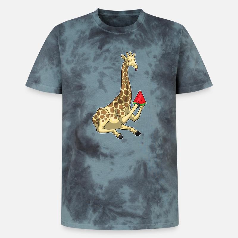 Girafe Pastèque - T-shirt tie-dye premium unisexe - noir/bleu
