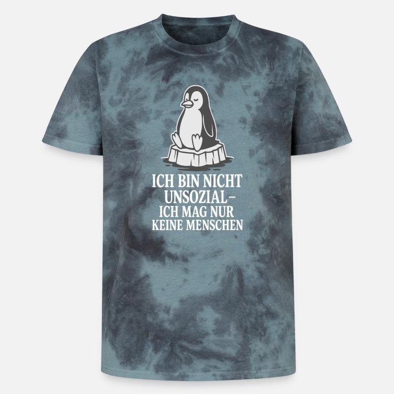 Pinguin auf Eis mit Spruch - Unisex Premium Tie-Dye T-Shirt - Black/Blue