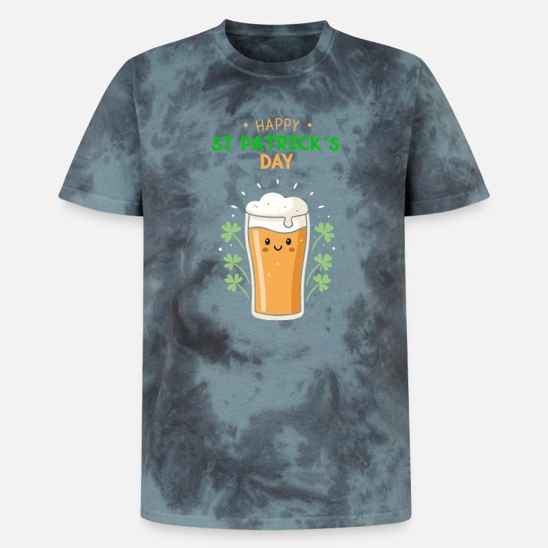 Frohes St. Patrick's Day Bier - Unisex Premium Tie Dye T-Shirt - Schwarz/Blau