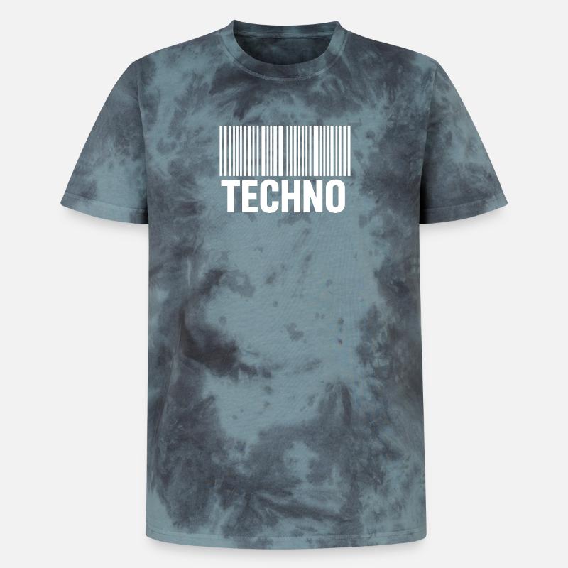 Modèle de code-barres techno - T-shirt tie-dye premium unisexe - noir/bleu