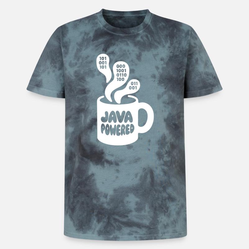 Java Powered Mug: Binary Steam - Unisex Premium Tie Dye T-Shirt - Schwarz/Blau