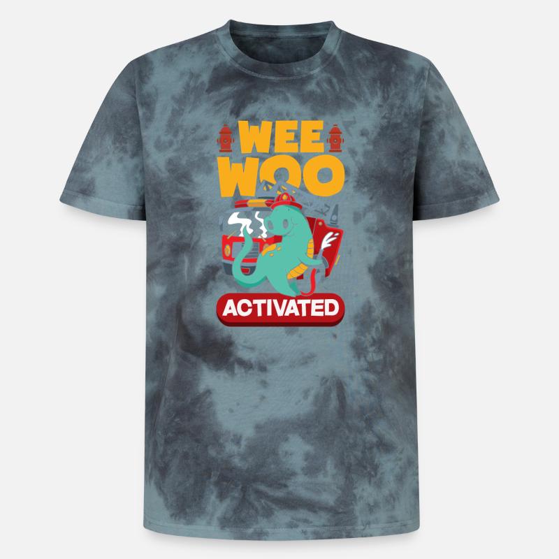 Wee Woo Squad Fire Tiny Firefighter - Unisex Premium Tie-Dye T-Shirt - Black/Blue