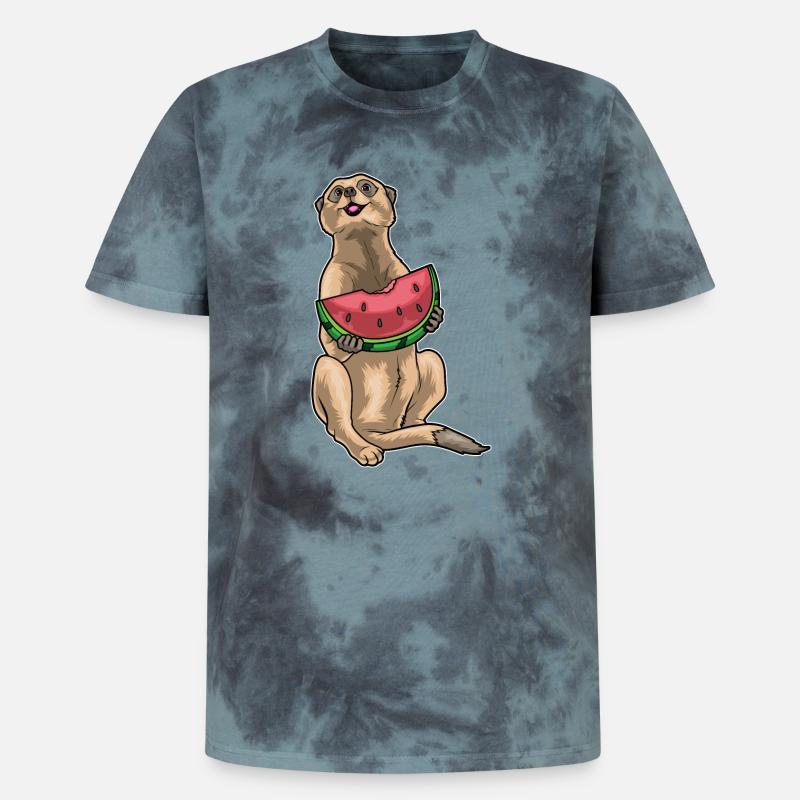 Suricate Pastèque - T-shirt tie-dye premium unisexe - noir/bleu