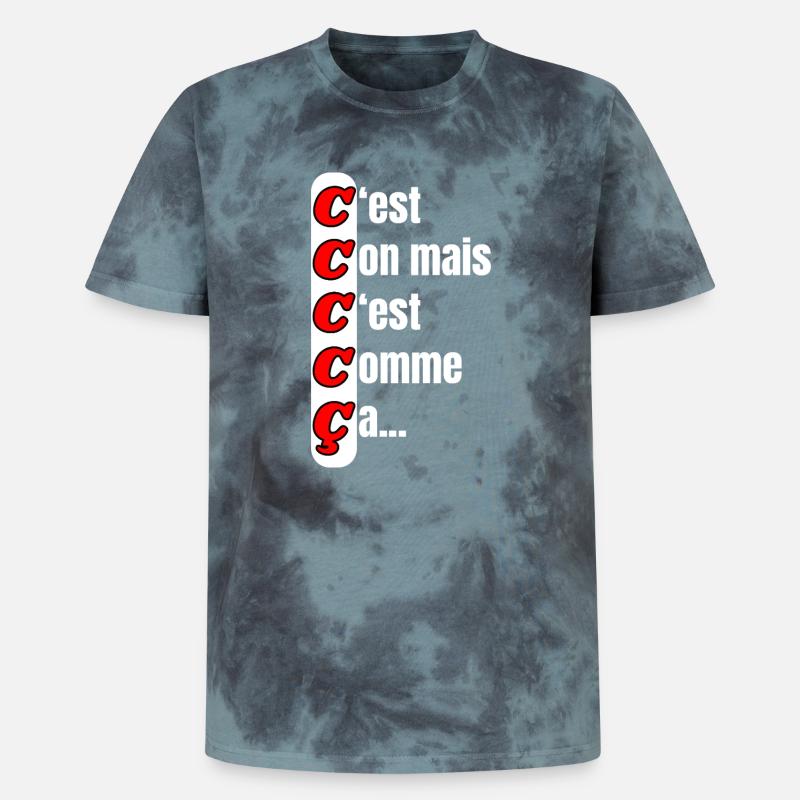 C'est con mais c'est comme ça - T-shirt tie-dye premium unisexe - noir/bleu