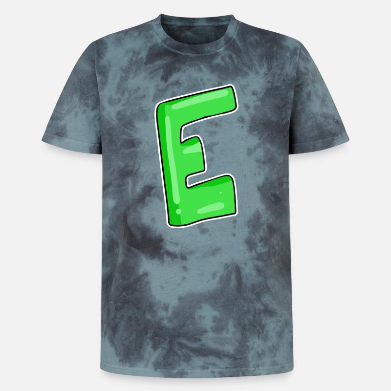 Buchstabe E Anfangsbuchstabe - Unisex Premium Tie Dye T-Shirt - Schwarz/Blau