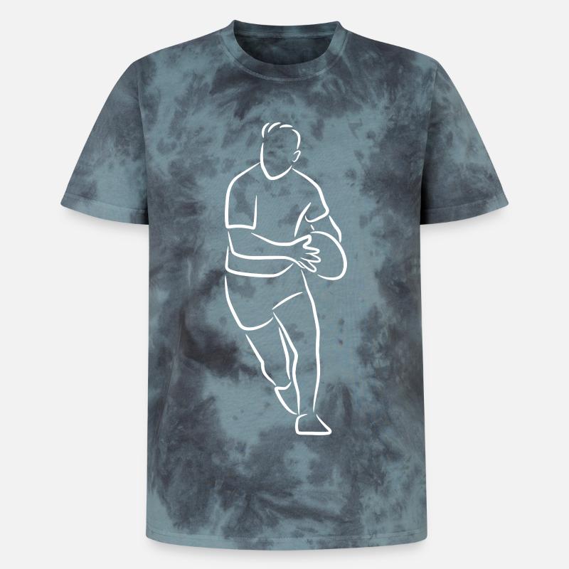 Rugby Drawing - Unisex Premium Tie-Dye T-Shirt - Black/Blue