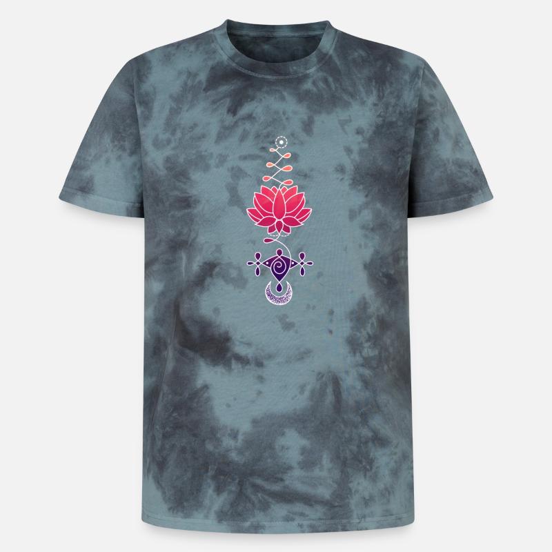 Ätherisches Lotusblütensymbol - Unisex Premium Tie Dye T-Shirt - Schwarz/Blau