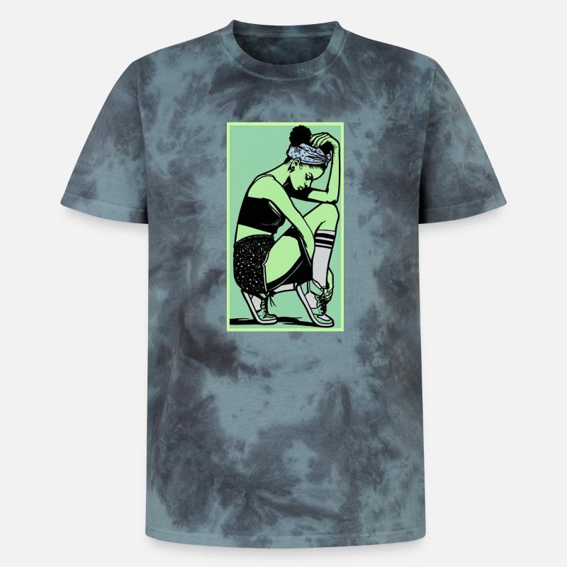 Danseuse #5 - T-shirt tie-dye premium unisexe - noir/bleu
