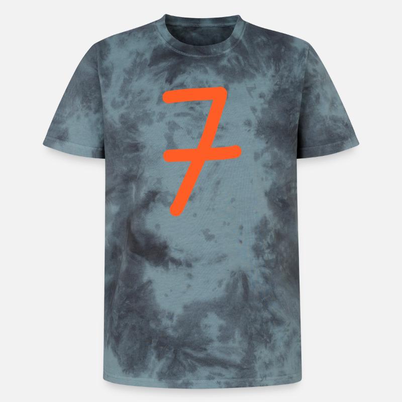 7 Numero sette numero compleanno arancione - T-shirt tie-dye unisex Premium - nero/blu