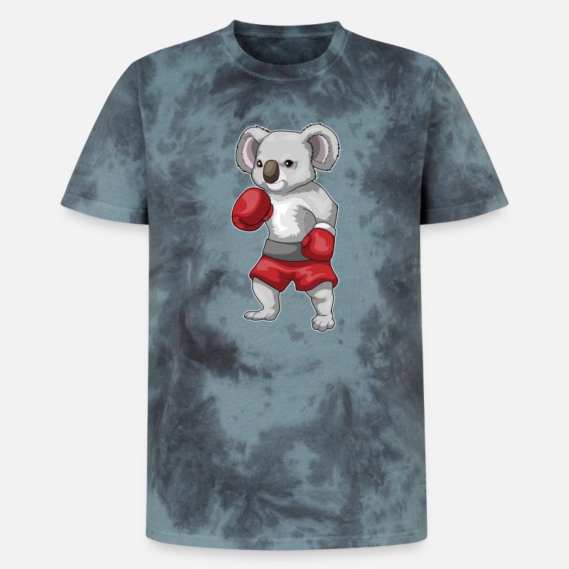 Koala Boxer Boxhandschuhe Boxen - Unisex Premium Tie Dye T-Shirt - Schwarz/Blau