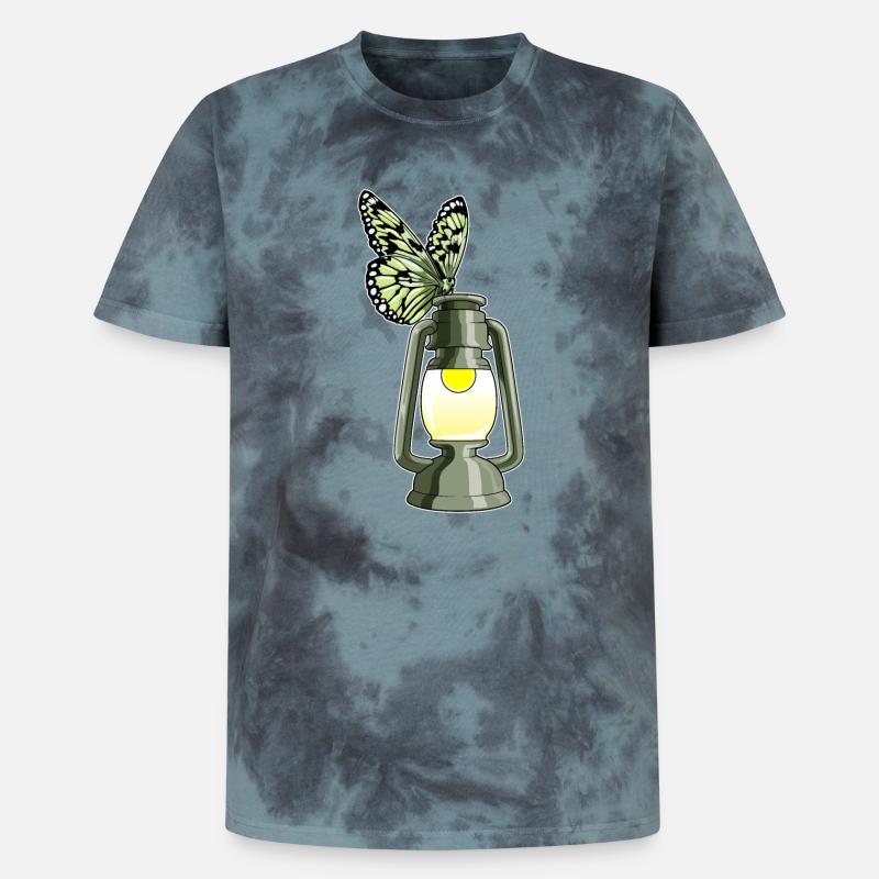 Lanterne Papillon - T-shirt tie-dye premium unisexe - noir/bleu
