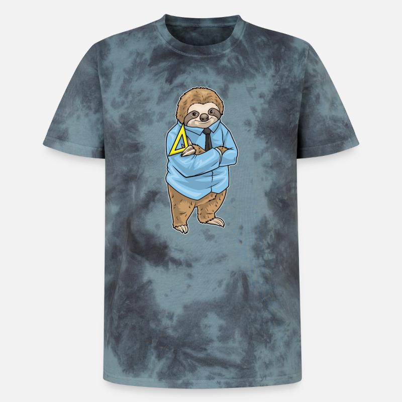 Sloth Math Teacher Triangle - Unisex Premium Tie-Dye T-Shirt - Black/Blue