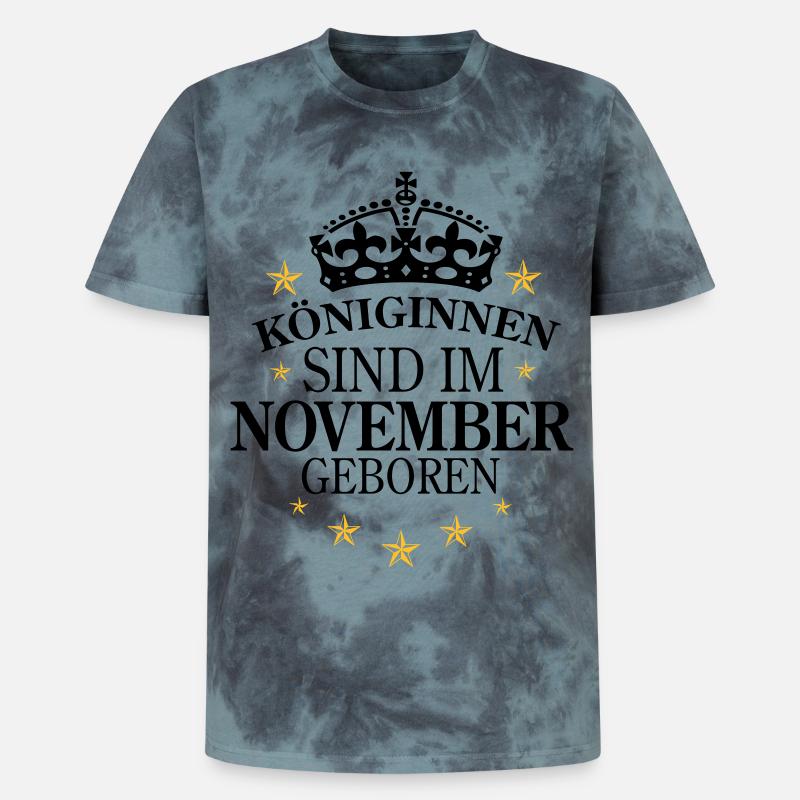 Königinnen November - Unisex Premium Tie Dye T-Shirt - Schwarz/Blau