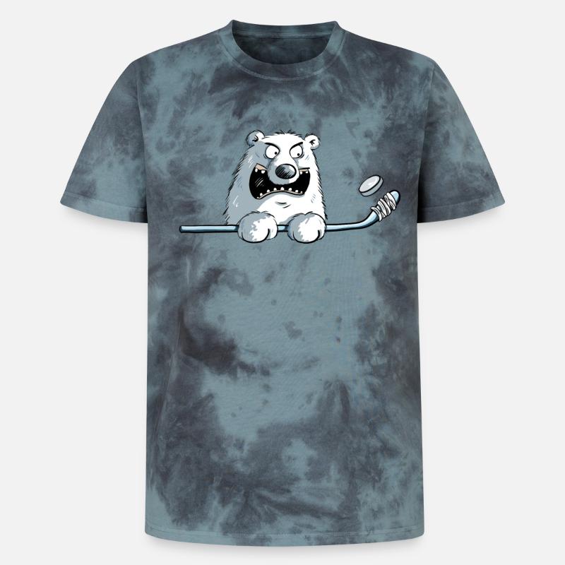 Cooler Eisbär Mit Eishockeyschläger I Eishockey - Unisex Premium Tie Dye T-Shirt - Schwarz/Blau