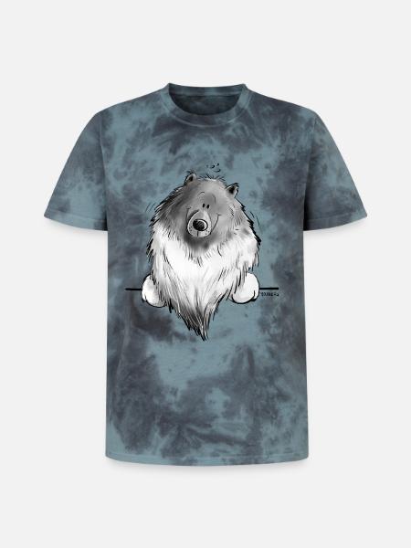 Funny Wolfsspitz I Comic Dog Gift - Unisex Premium Tie-Dye T-Shirt - Black/Blue
