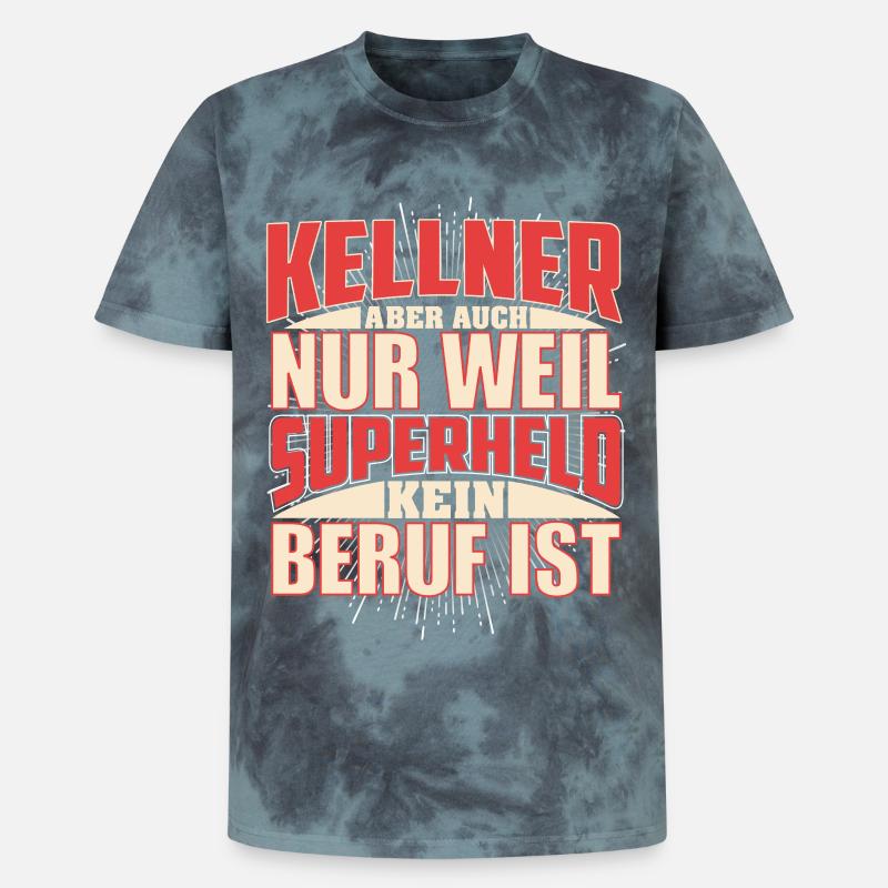 Kellner Superheld - Unisex Premium Tie Dye T-Shirt - Schwarz/Blau