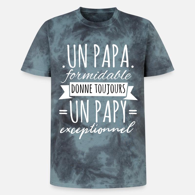 Papi Un Papa Formidable Donne Un Papy Exceptionnel - T-shirt tie-dye premium unisexe - noir/bleu