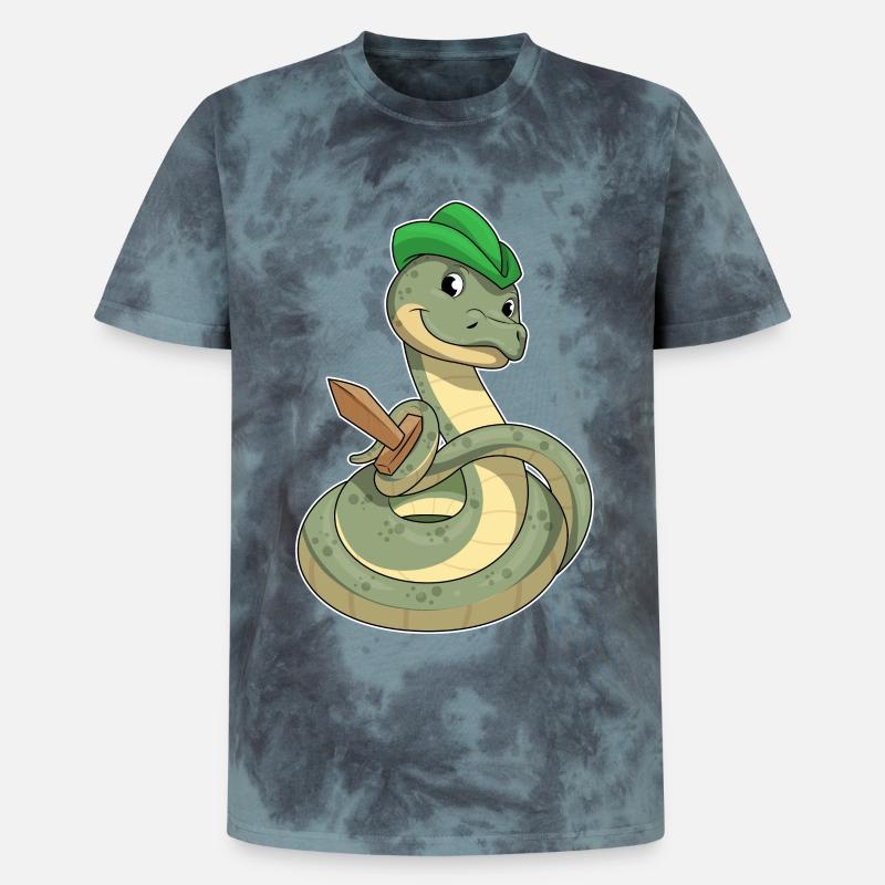 Serpent avec épée - T-shirt tie-dye premium unisexe - noir/bleu