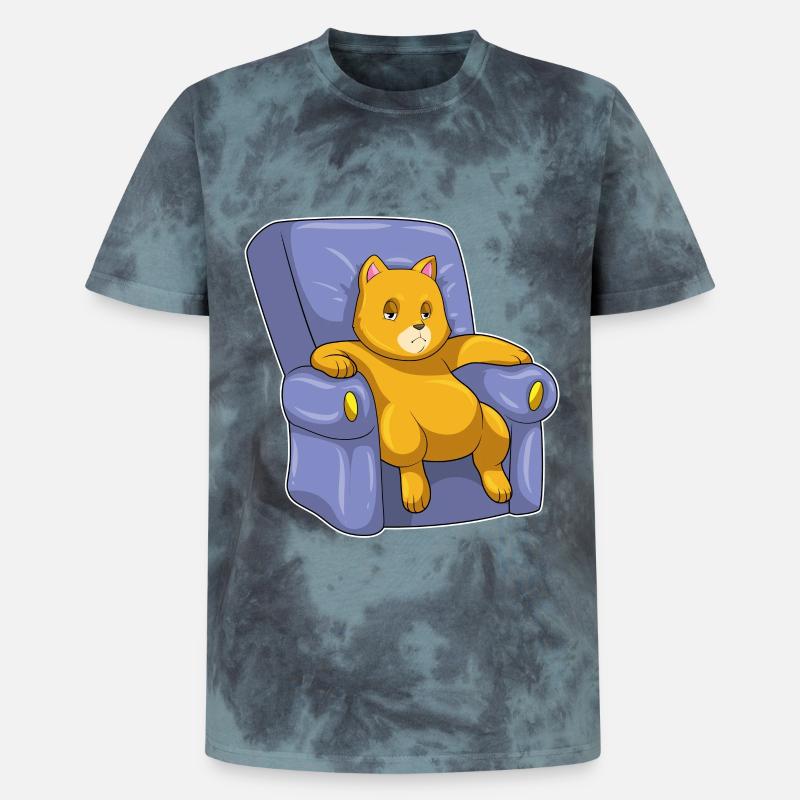 Katze mit Sofa - Unisex Premium Tie Dye T-Shirt - Schwarz/Blau