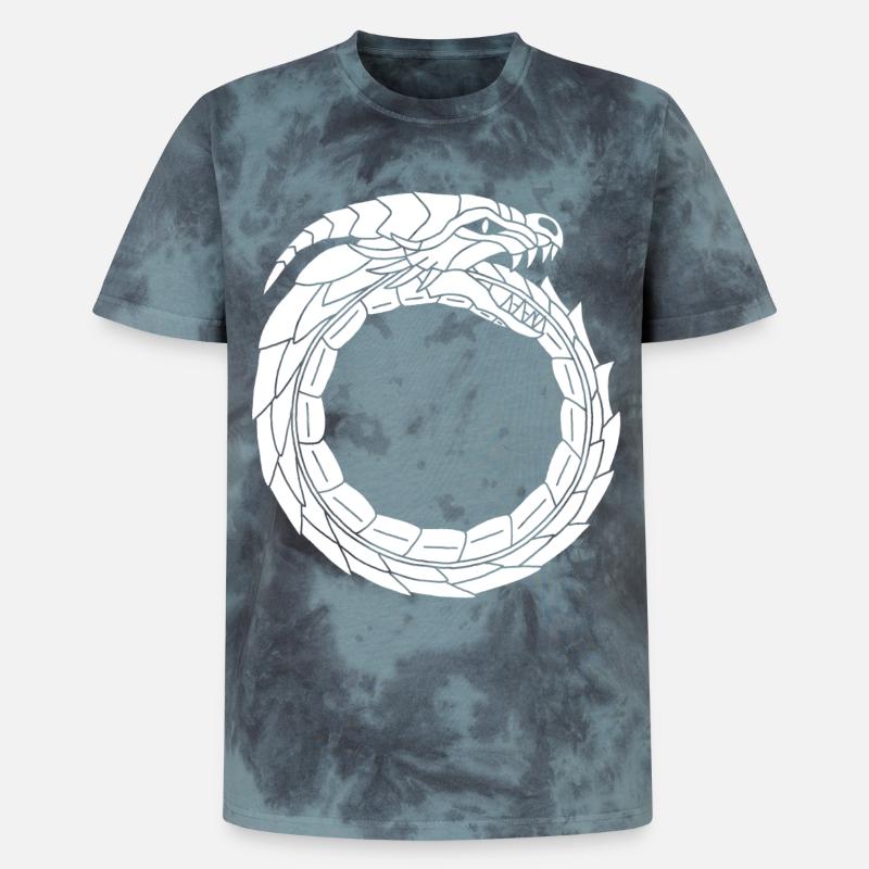 Dragon blanc dévoreur - T-shirt tie-dye premium unisexe - noir/bleu