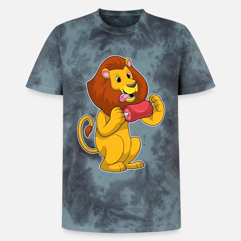 Löwe mit Fleisch - Unisex Premium Tie Dye T-Shirt - Schwarz/Blau