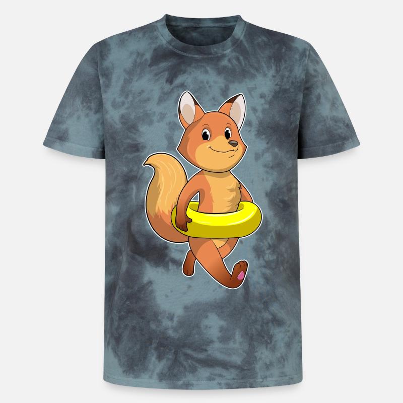 Fuchs mit Rettungsring - Unisex Premium Tie Dye T-Shirt - Schwarz/Blau