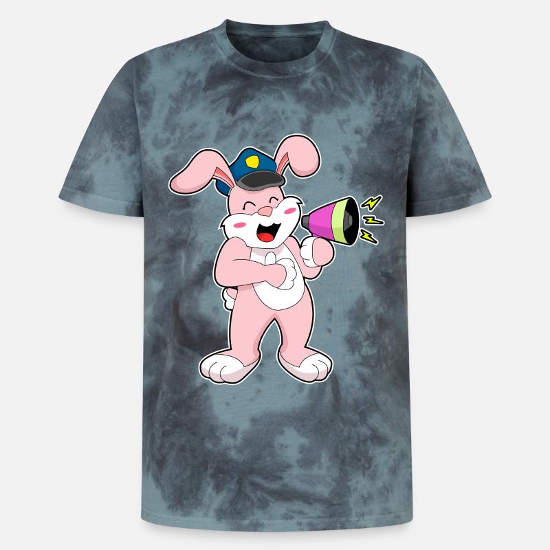 Rabbit Policier Microphone - T-shirt tie-dye premium unisexe - noir/bleu