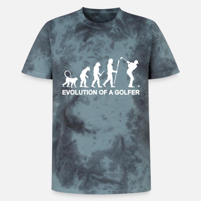 Evolution eines Golfers - Unisex Premium Tie Dye T-Shirt - Schwarz/Blau