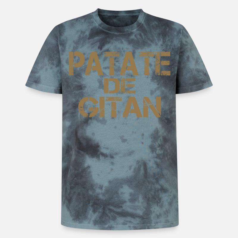 Patate GITAN ocre - T-shirt tie-dye premium unisexe - noir/bleu